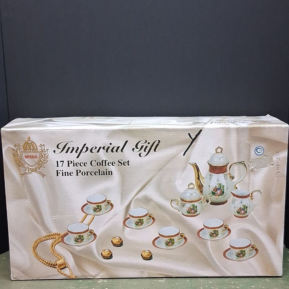 Bridgeton inspired Imperial Gift- 17 Pc. Coffee Set, Fine‎ Porcelain